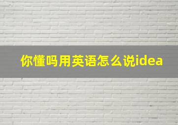 你懂吗用英语怎么说idea