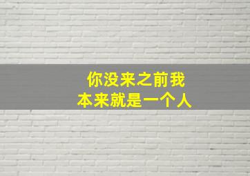 你没来之前我本来就是一个人