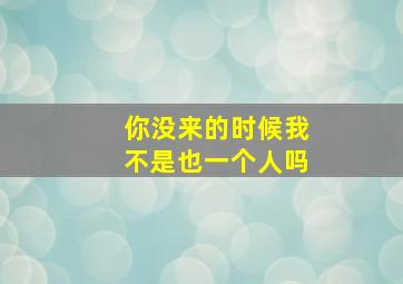 你没来的时候我不是也一个人吗