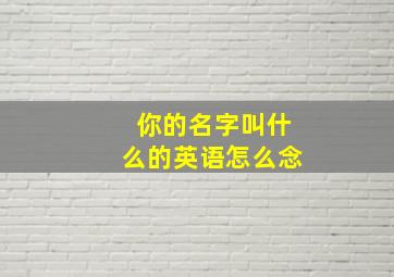 你的名字叫什么的英语怎么念