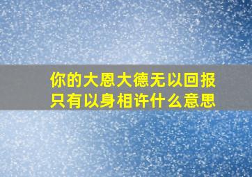 你的大恩大德无以回报只有以身相许什么意思