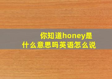 你知道honey是什么意思吗英语怎么说