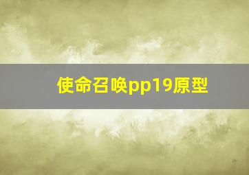 使命召唤pp19原型