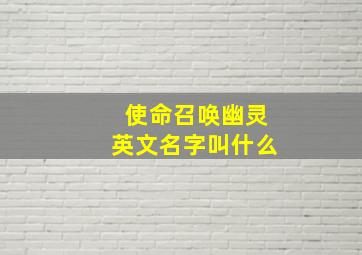 使命召唤幽灵英文名字叫什么