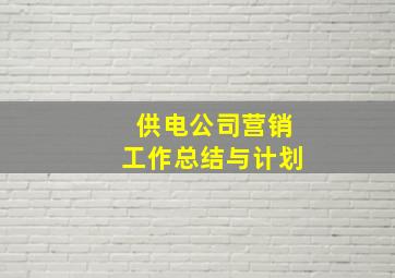 供电公司营销工作总结与计划