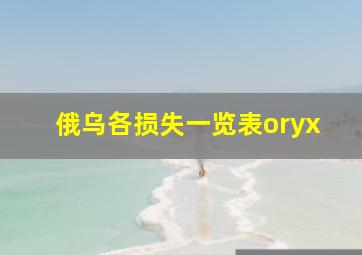 俄乌各损失一览表oryx