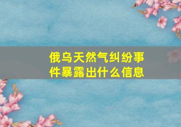 俄乌天然气纠纷事件暴露出什么信息