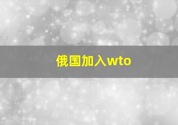 俄国加入wto