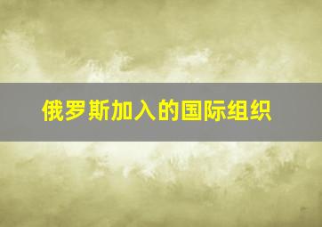 俄罗斯加入的国际组织