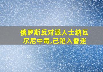 俄罗斯反对派人士纳瓦尔尼中毒,已陷入昏迷