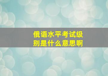 俄语水平考试级别是什么意思啊