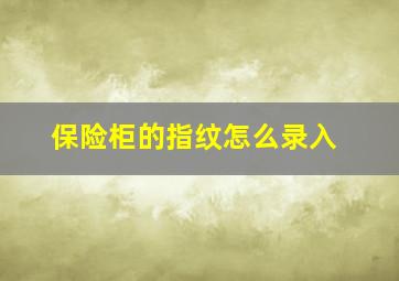 保险柜的指纹怎么录入