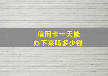 信用卡一天能办下来吗多少钱