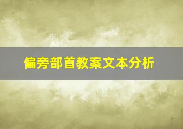 偏旁部首教案文本分析