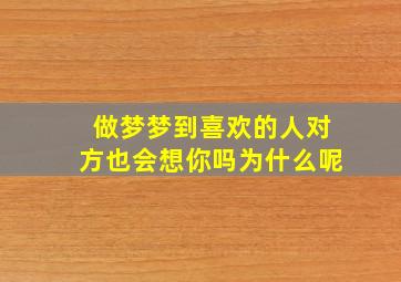 做梦梦到喜欢的人对方也会想你吗为什么呢