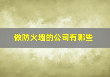 做防火墙的公司有哪些