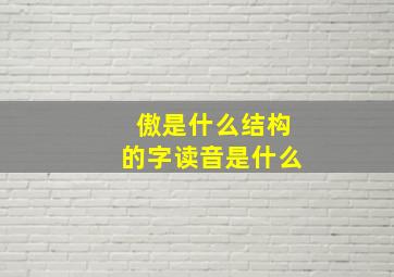 傲是什么结构的字读音是什么