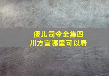 傻儿司令全集四川方言哪里可以看