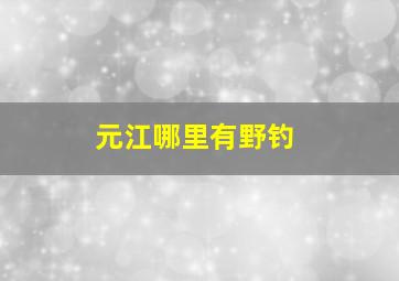 元江哪里有野钓