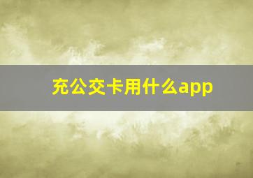 充公交卡用什么app