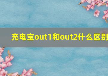 充电宝out1和out2什么区别