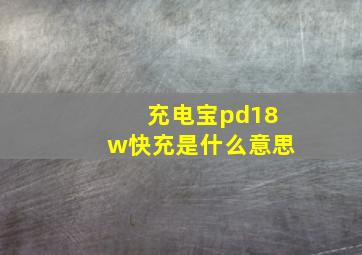 充电宝pd18w快充是什么意思