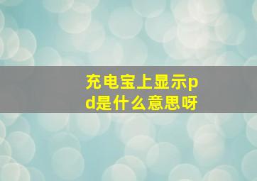 充电宝上显示pd是什么意思呀