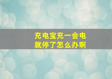 充电宝充一会电就停了怎么办啊