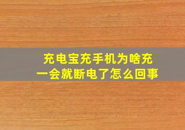 充电宝充手机为啥充一会就断电了怎么回事