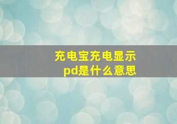 充电宝充电显示pd是什么意思