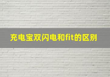 充电宝双闪电和fit的区别