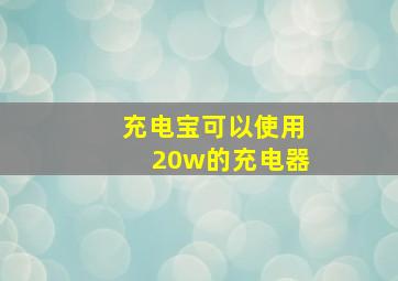 充电宝可以使用20w的充电器