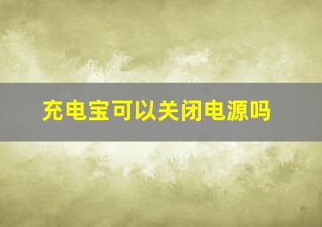 充电宝可以关闭电源吗