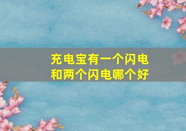 充电宝有一个闪电和两个闪电哪个好