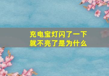 充电宝灯闪了一下就不亮了是为什么