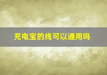 充电宝的线可以通用吗