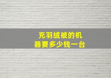 充羽绒被的机器要多少钱一台