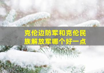 克伦边防军和克伦民族解放军哪个好一点