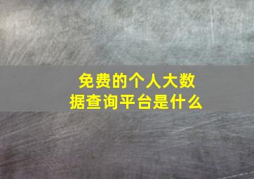 免费的个人大数据查询平台是什么