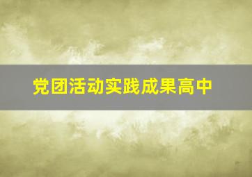 党团活动实践成果高中