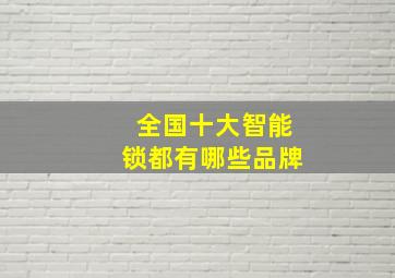 全国十大智能锁都有哪些品牌