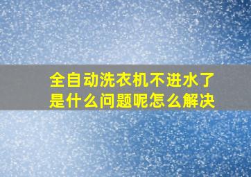 全自动洗衣机不进水了是什么问题呢怎么解决