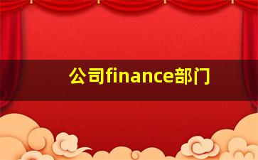 公司finance部门