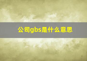 公司gbs是什么意思