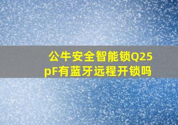 公牛安全智能锁Q25pF有蓝牙远程开锁吗