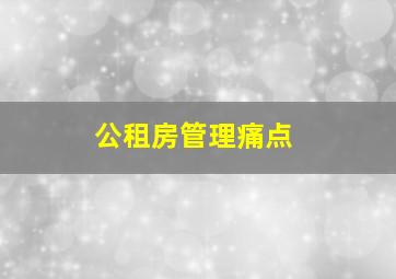 公租房管理痛点