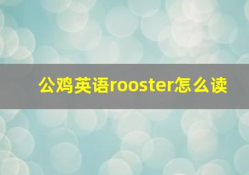 公鸡英语rooster怎么读