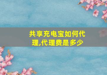 共享充电宝如何代理,代理费是多少