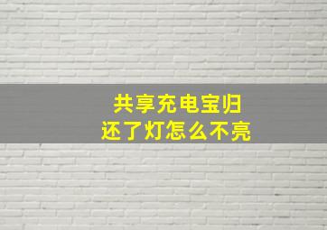 共享充电宝归还了灯怎么不亮