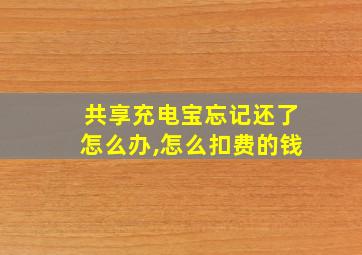 共享充电宝忘记还了怎么办,怎么扣费的钱